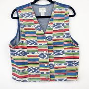 VINTAGE SUSAN BRISTOL Casuals Multicolor Aztec Western Cropped Denim Vest Medium