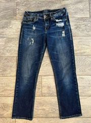 Silver jeans Suki Capri 27 x 22.5 Cropped Crop denim Jean Distressed Stretch