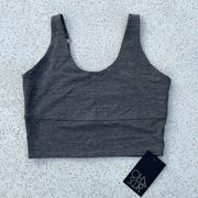 Gray  Strappy Scoop Neck Sports Bra