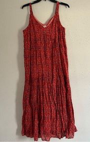 Joie  Red Peach Midi Maxi Dress Summer Spring Vacation Casual Medium