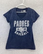 San Diego Padres Women's T Shirt MLB Blue Short Sleeve Size Small 100% Cotton