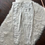 Cream Linen Jogger Pants