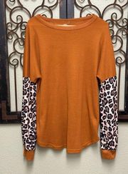 Tickled Teal  long sleeve waffle top