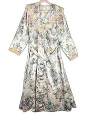 Gold Label Vintage Satin Robe Size Medium Floral Lace Midi