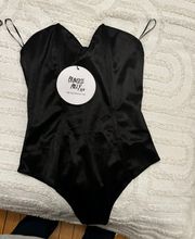 Satin Black Corset Bodysuit