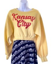 ZENANA KC HEART YELLOW SWEATSHIRT/ DUSTY BANANA SIZE LARGE E027