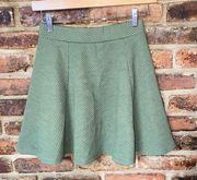 H&M Divided Army Green Textured Knit Mini Pleated A-Line Skirt Women's Size XS