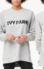 IVY PARK Silver Brushed Sequins Logo Sweatshirt Size Extra Small