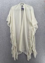 David and Young Women's Coverup Open Front Solid White Sheer One Size