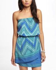 Scarf Printed Strapless Dress