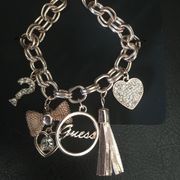 Guess Charm Bracelet, Pave Heart, ?, Tassel, Bow