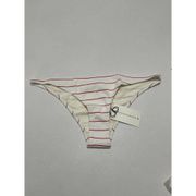 Solid & Striped The Eva Lipstick Pinstripe Stripe Bikini Bottoms Red White Large