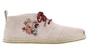 TOMS® BOTA Lace Up Suede Blush Floral Embroidered Size W7.5 NWOT