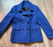 Calvin Klein Wool Blend Royal Blue Double Breast Peacoat Size 14