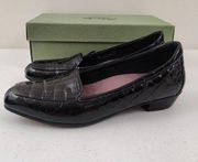 Artisan Timeless Loafer Women's 7 N Black Croc Patent Slip On Flat Shoe