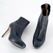 Jimmy Choo Harvey 100 Black Grainy Calf Leather Platform Ankle Boot Women's 36.5