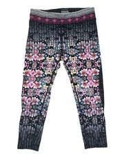 Nanette Lepore Womens Athleisure Pull On Stretch Cropped Leggings Floral M NWOT