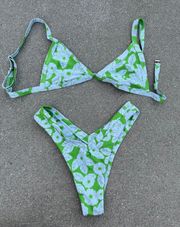 Green Floral Bikini Set