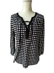 NY & CO Black White Polka Dot Blouse Size Medium NEW New with tags