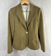 Derek Lam 10 Crosby One Button Blazer Embroidered Coat Size 4