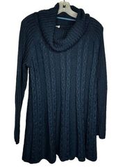 Cupio Cowl Neck Long Blue Sweater