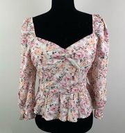 Francescas floral cropped peplum top