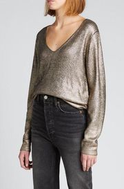 Majestic Filatures Metallic Silk-Wool V-Neck Sweater Size 1 X-Small