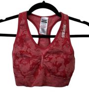 Gymshark  Adapt Seamless Red Camo Ruched Front & Back Size Small Sports Bra.