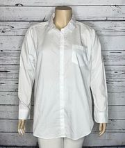 Van Heusen NWT Size XXL White Swiss Dot Chest Pocket Button Down Tunic Shirt Top