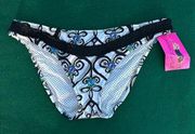 Betsey Johnson Bikini Bottom Black/White Size Large