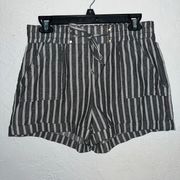 Gray and White Striped Linen Shorts