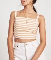 Fortelina Nude Striped Tie-Back Crop Top