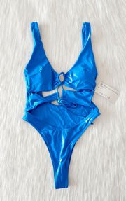 NWT  Blue Cutout Swimsuit