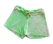 Sundry Lime Green Tie Dye White Drawstring Cut Off Shorts size 1 Small