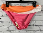 Sanctuary Swim Block Party Colorblock Wrap Hipster Bottoms Pink Orange M NWT