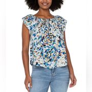 Split Neck Printed Top