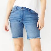 Bermuda Shorts Jean Denim Blue Mid Rise