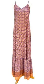 West Kei Women’s Dress Sz Small V Neck Boho Ruffled Hem Maxi Dress