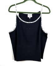 Juicy Couture Ribbed Logo Straps Tank in Black (2X)