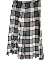 Vintage 80s L.L. Bean 100% wool plaid tartan pleated skirt size XS/S