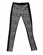 Soprano Clothing Black White Tribal Aztec Pattern Leggings Made In USA Small NEW