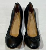 J. Crew Women's Hidden Wedge Round Toe Ballet Flats Size 7.5 Black 100% leather