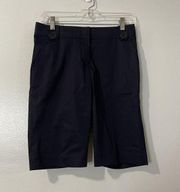 TORY BURCH Ainsley Bermuda Shorts Size 2 Navy Blue NWT Preppy Golf Casual Basic