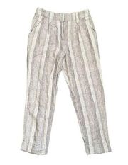 Bark Tan Stripes Linen Blend Casual High Rise Beachy Pants size 2