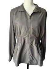 Magaschoni Taupe Cinched Waist Lightweight Collared Jacket - M