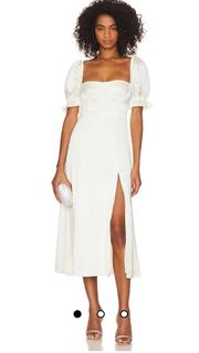 Puff Sleeve Midi Dress in Whisper White