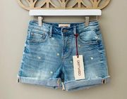 DRIFTWOOD Lulu Embroidered Denim Shorts Blue Sz 24