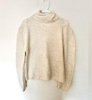 Topshop knit crochet ivory sweater turtle neck cropped long sleeve size 8-10