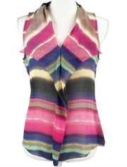 Watercolor Stripe Semi-Sheer Top Ecru Brand Multicolor M