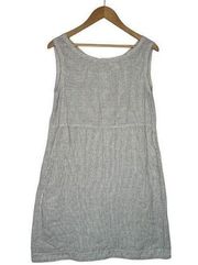 Eileen Fisher Dress Womens S Linen Striped Sleeveless Round Neck Beachy Blue